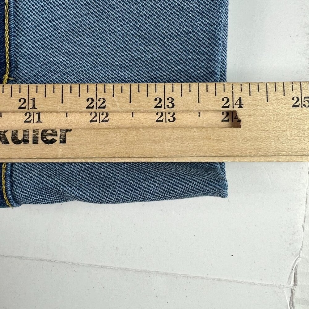 Halara Jeans Women's 36x23* High Rise Rolled Hem Wide Leg Crop Blue Denim No Tag - Picture 12 of 16